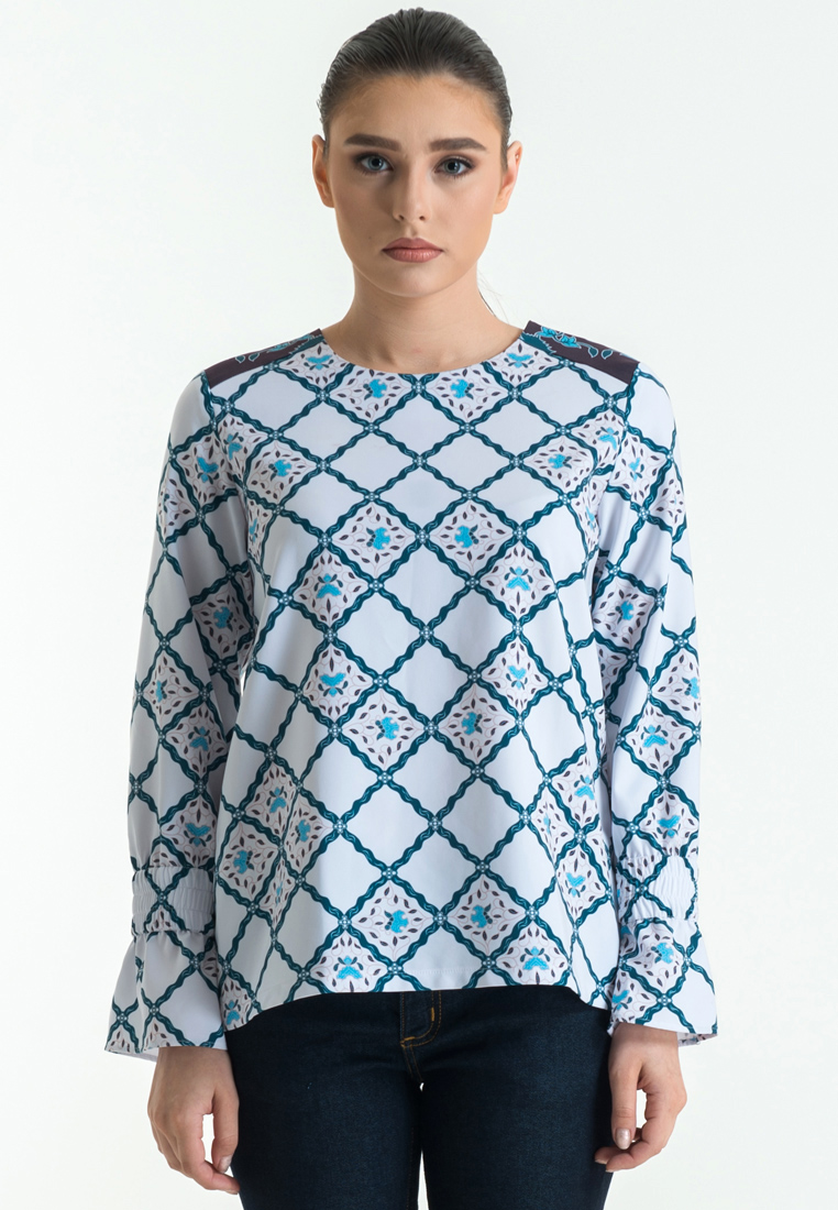 sleeve dobby print blouse bateeq sleeve dobby print blouse bateeq